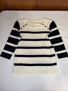 Talbots 3/4 Sleeve Striped Shirt Women's S White